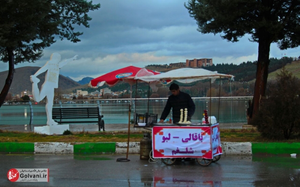 رود گلال خرمآباد در زیر باران زیبا