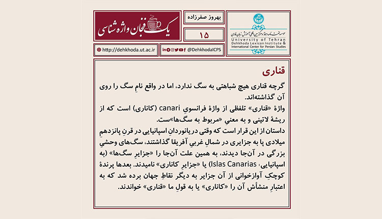 با ریشه واژه قناری آشنا شوید